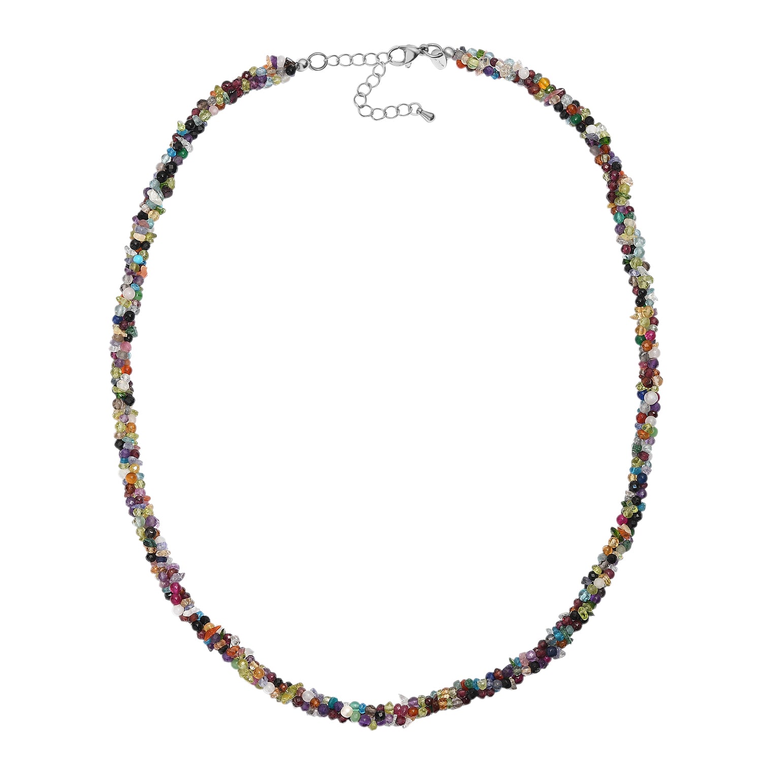 EVER TRUE Mehrfarbig Edelsteine Halskette ca. 50 cm + 5 cm Extender, 316L Edelstahl ca. 110,00 ct.