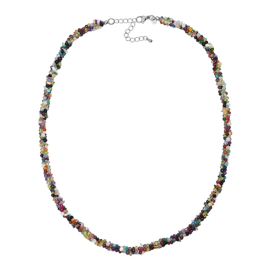 EVER TRUE Mehrfarbig Edelsteine Halskette ca. 50 cm + 5 cm Extender, 316L Edelstahl ca. 110,00 ct.
