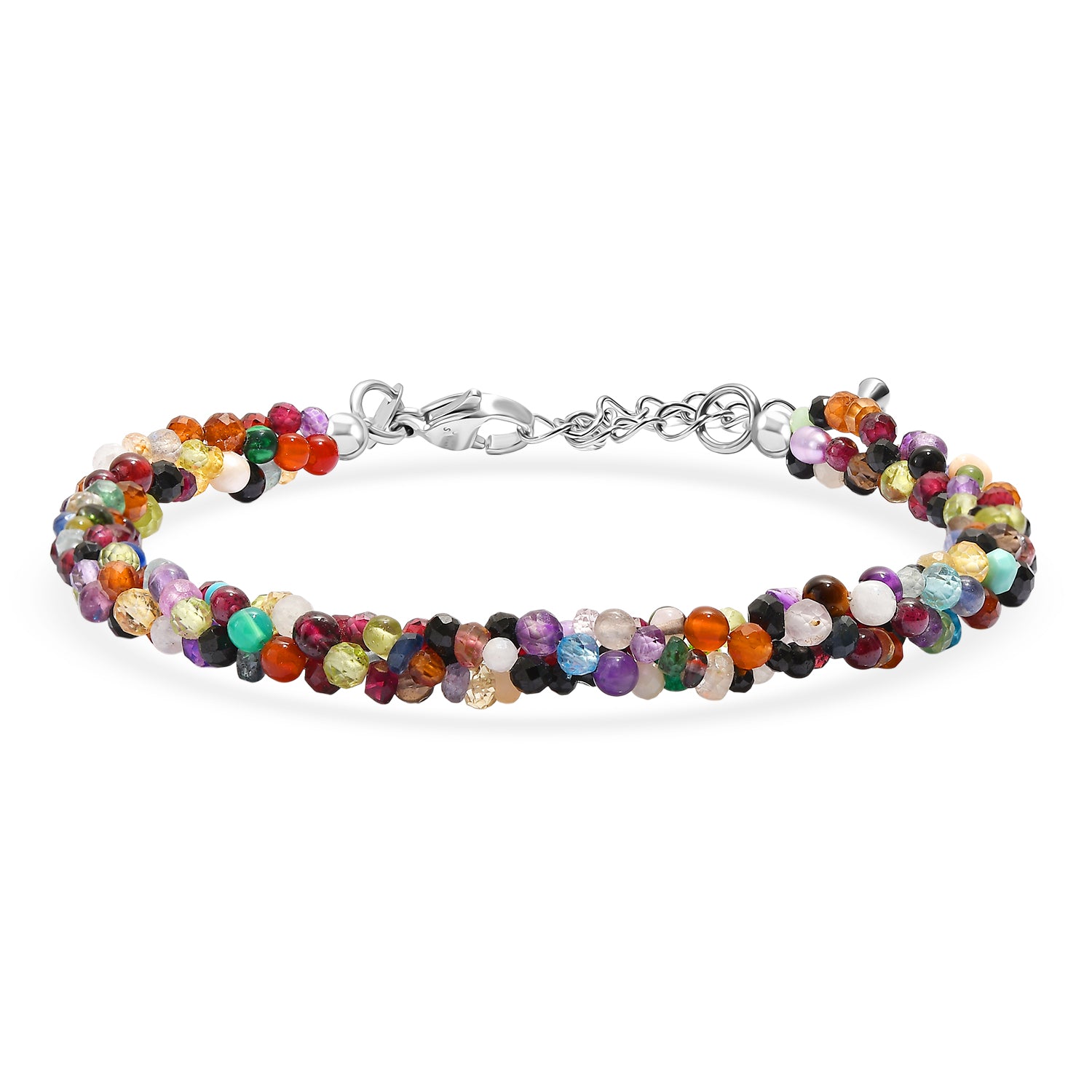 EVER TRUE Mehrfarbig Edelsteine Armband ca. 19 cm + 5 cm Extender, 316L Edelstahl ca. 50,00 ct.
