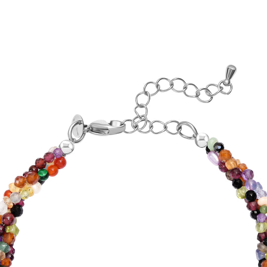 EVER TRUE Mehrfarbig Edelsteine Armband ca. 19 cm + 5 cm Extender, 316L Edelstahl ca. 50,00 ct.