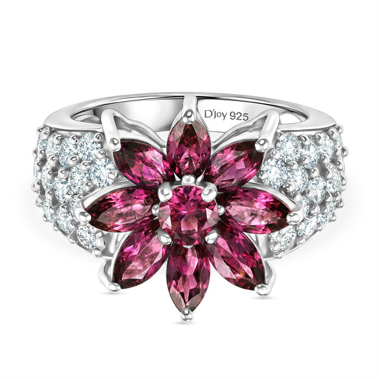 D'Joy AA Natürlicher Rhodolith Granat Ring 925 Silber rhodiniert (Größe 18.00) ca. 4,28 ct