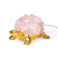 LIVMORE Leuchtende Kristallschildkröte, Rosenquarz Optik, LED Licht, Rosa