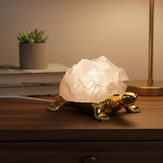 LIVMORE Leuchtende Edelstein-schildkröte, LED Licht, Rauchquarz