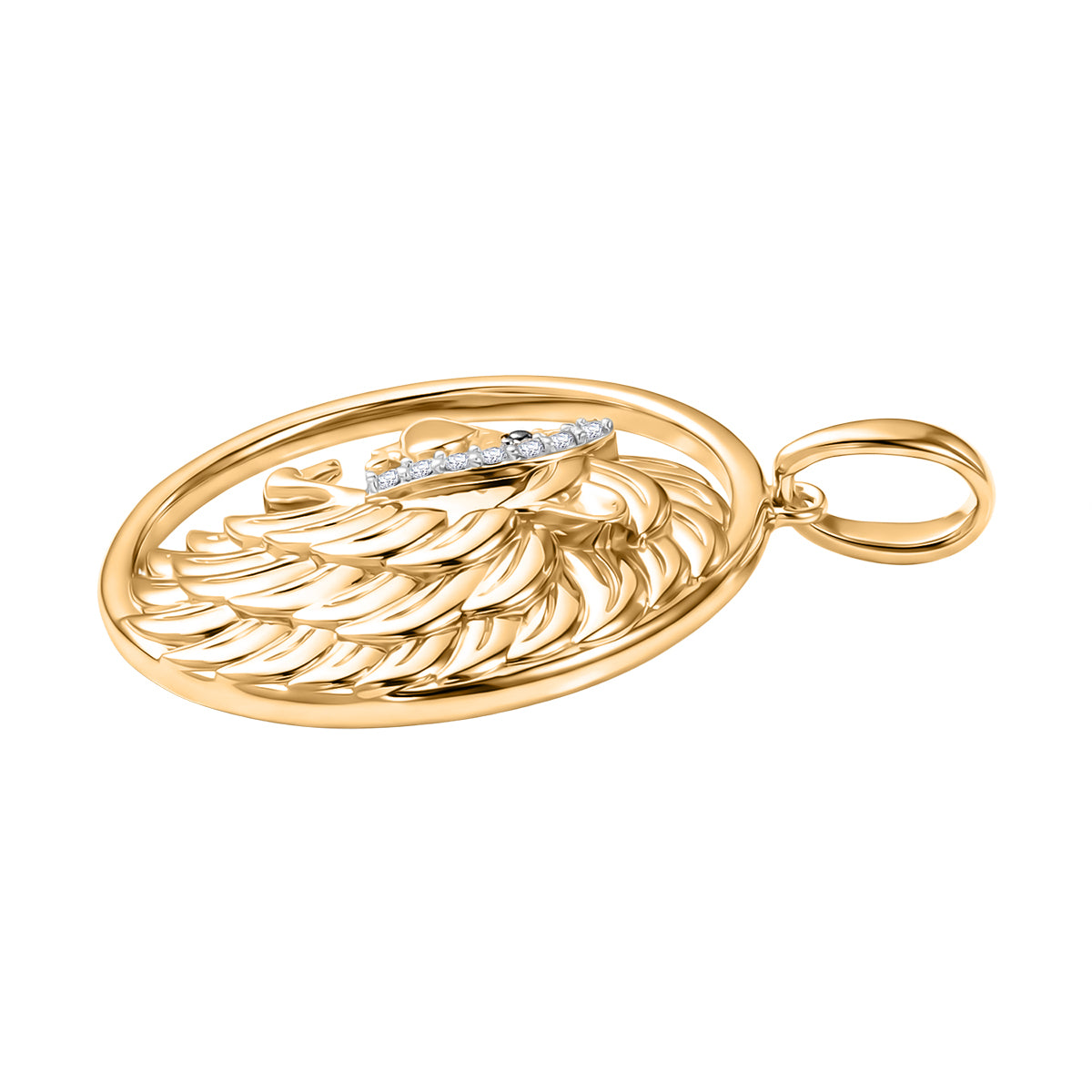 GP - Kanchanaburi Blauer Saphir, Weißer Zirkon Anhänger 925 Silber 750 Gelb Vergoldet 0.08 ct