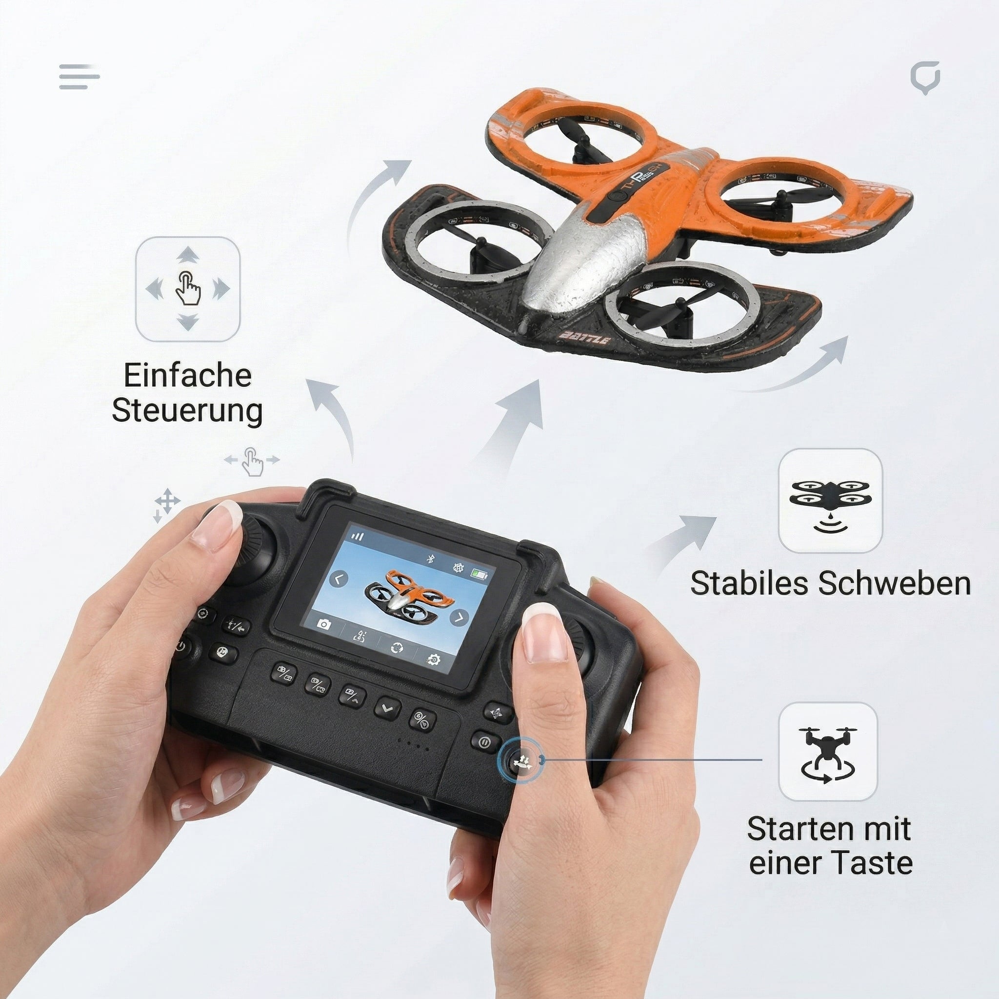 Flight 360° ROLL SPEED REGULATION VERY LONG ENDURANCE FIXED HEIGHT HOVER REMOTE CONTROL ONE KEYLIFT