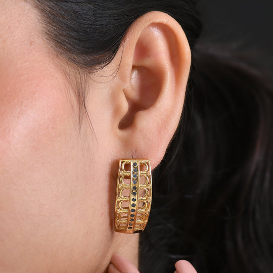 GP - Kanchanaburi Blauer Saphir Ohrringe 925 Silber 750 Gelbgold Vermeil ca. 0,59 ct.