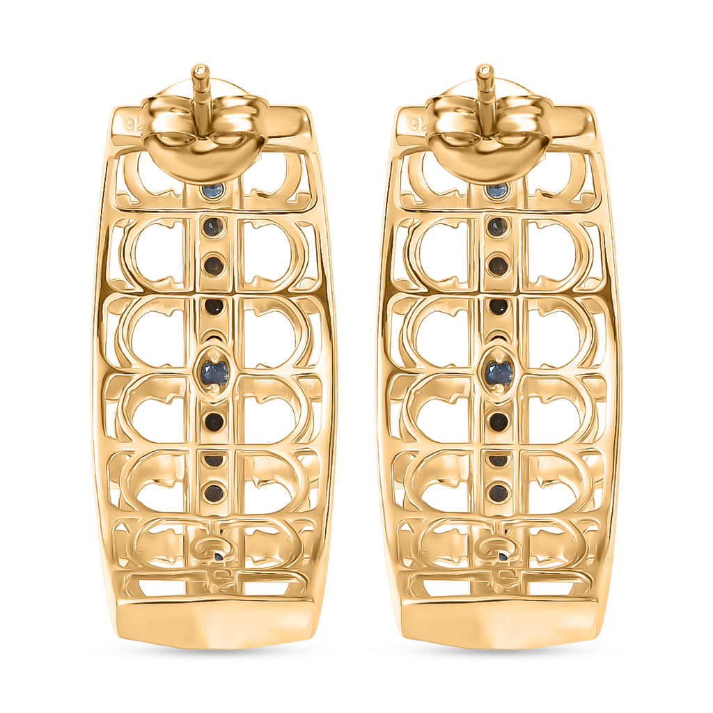 GP - Kanchanaburi Blauer Saphir Ohrringe 925 Silber 750 Gelbgold Vermeil ca. 0,59 ct.