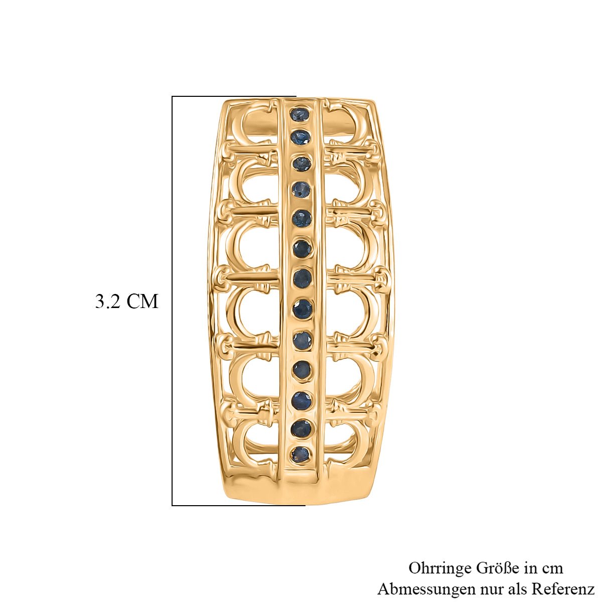 GP - Kanchanaburi Blauer Saphir Ohrringe 925 Silber 750 Gelbgold Vermeil ca. 0,59 ct.