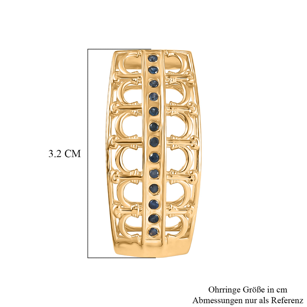 GP - Kanchanaburi Blauer Saphir Ohrringe 925 Silber 750 Gelbgold Vermeil ca. 0,59 ct.