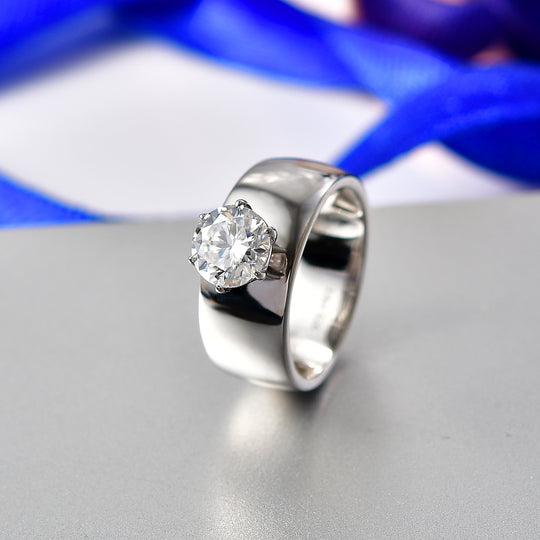 D'Joy Moissanit Ring 925 Silber Rhodiniert (Größe 19.00) ca. 1,20 ct