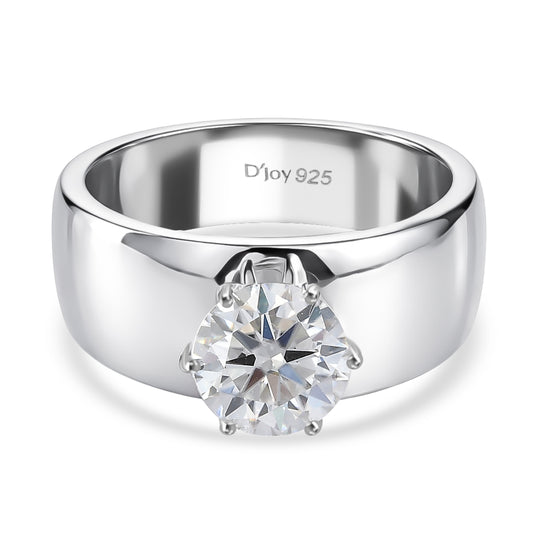 D'Joy Moissanit Ring 925 Silber Rhodiniert (Größe 19.00) ca. 1,20 ct