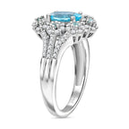 D'Joy AAA Betroka blauer Apatit und Moissanit Ring und Anhänger mit 50cm Kette