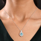 D'Joy AAA Betroka blauer Apatit und Moissanit Ring und Anhänger mit 50cm Kette