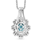 D'Joy AAA Betroka blauer Apatit und Moissanit Ring und Anhänger mit 50cm Kette