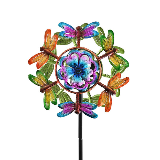 Solar Gartenleuchte Windrad, Eisen, 140 cm, Mehrfarbig
