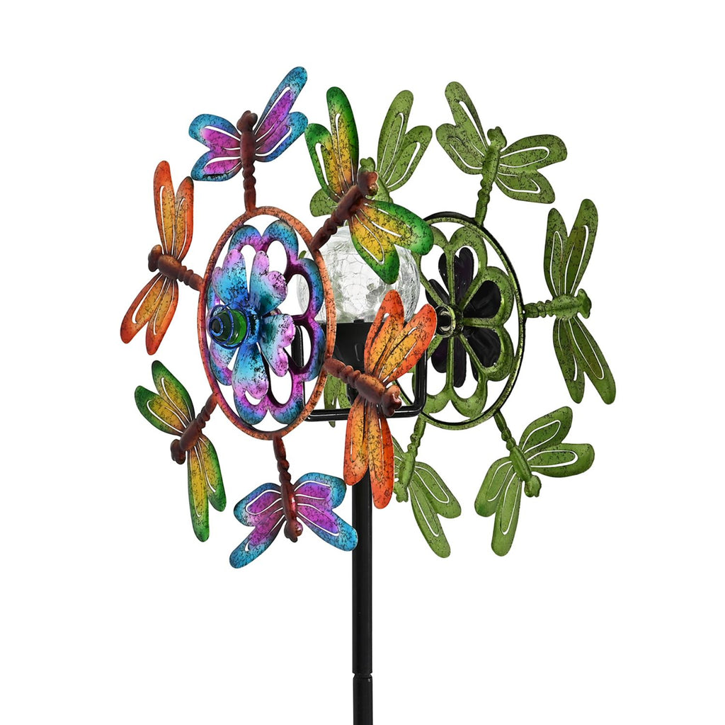 Solar Gartenleuchte Windrad, Eisen, 140 cm, Mehrfarbig
