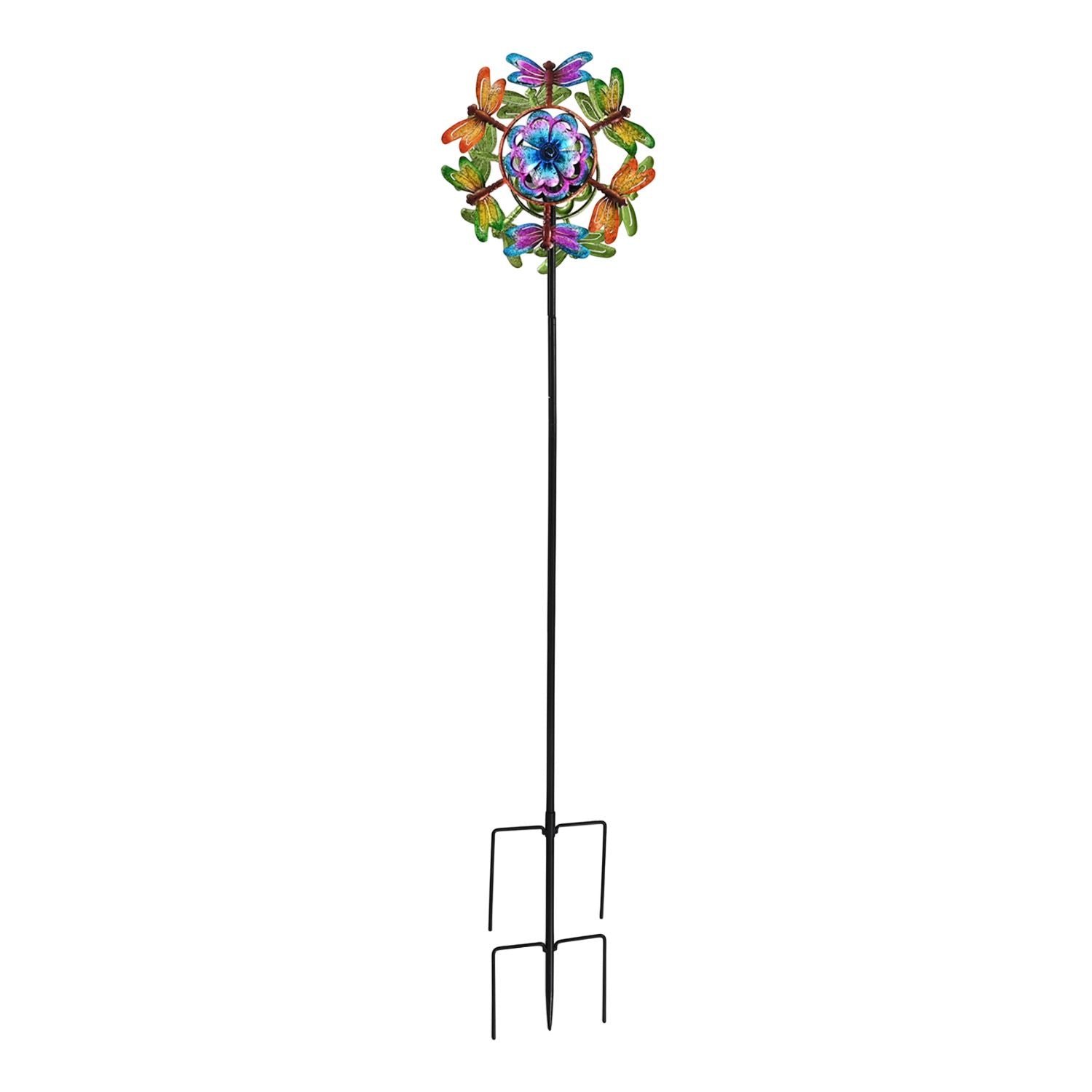 Solar Gartenleuchte Windrad, Eisen, 140 cm, Mehrfarbig