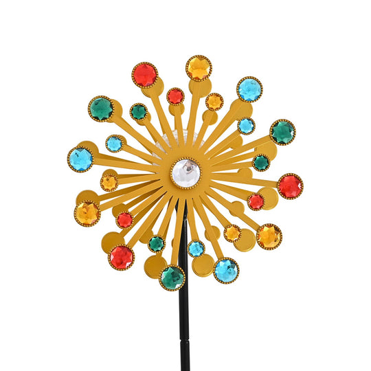 Solar Gartenstecker Windspiel mit LED Licht und Spinner, Eisen, 140 cm, Multicolor
