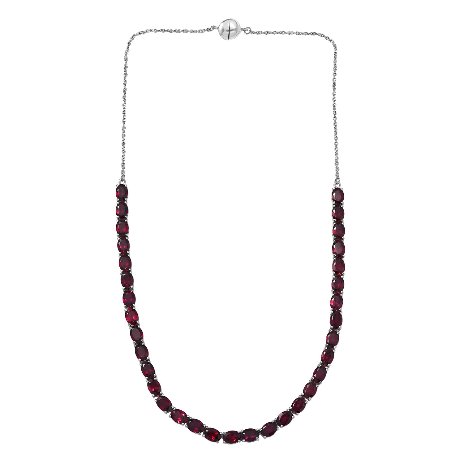 D'Joy AA Natürlicher Rhodolith Granat Halskette ca. 45 cm 925 Silber rhodiniert ca. 31,68 ct.