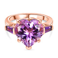 GP - AA Rose De France Amethyst, Afrikanischer Amethyst Ring 925 Silber 750 Roségold Vermeil (Größe 17.00) ca. 6,42 ct