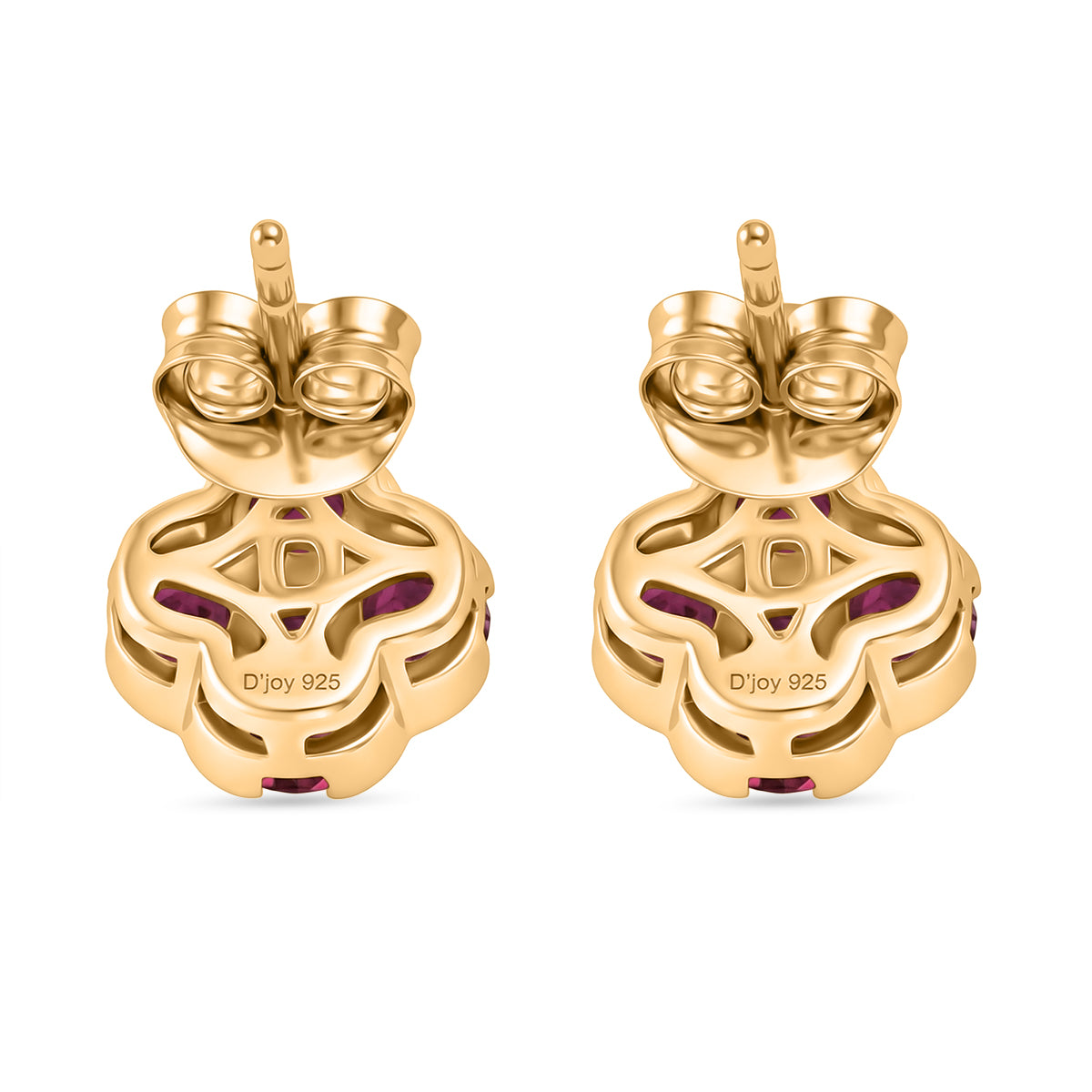 D'Joy AA Natürlicher Rhodolith Granat Ohrringe 925 Silber 750 Gelb Vergoldet ca. 2.30 ct