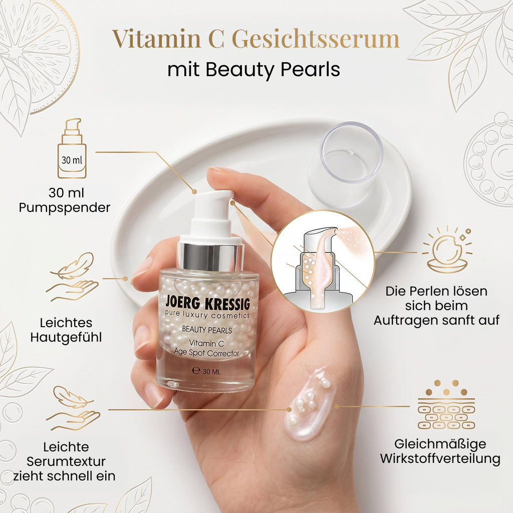 JOERG KRESSIG Beauty Pearls Gesichtsserum, Vitamin-C Age Spot Corrector: Für ebenmässige, klare, strahlende Haut, 30ml