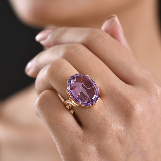 GP Trionfo Kollektion - AA Rose De France Amethyst, Kanchanaburi Blauer Saphir Ring 925 Silber 750 Roségold vermeil (Größe 18.00) ca. 17.36 ct