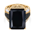 D'Joy Schwarzer Spinell, Moissanit Ring 925 Silber 750 Gelbgold Vermeil   (Größe 17.00) ca. 23.27 ct