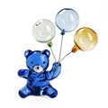 Glas Dekoration Bär mit Ballon, 5x3x9cm, Blau