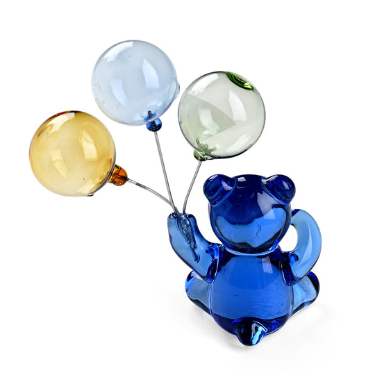 Dekorative Glasfigur Bär mit Ballon Glas 9 cm, Rosa
