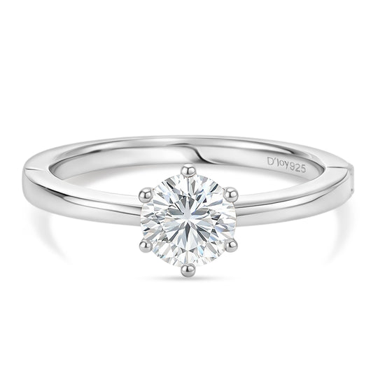 D'Joy Moissanit Ring 925 Silber platiniert (Größe 18.00) ca. 0,99 ct