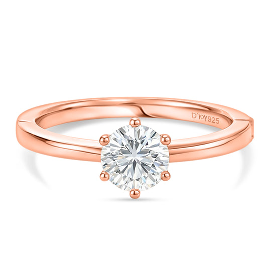D'Joy Moissanit Ring 925 Silber rosévergoldet (Größe 19.00) ca. 0,99 ct