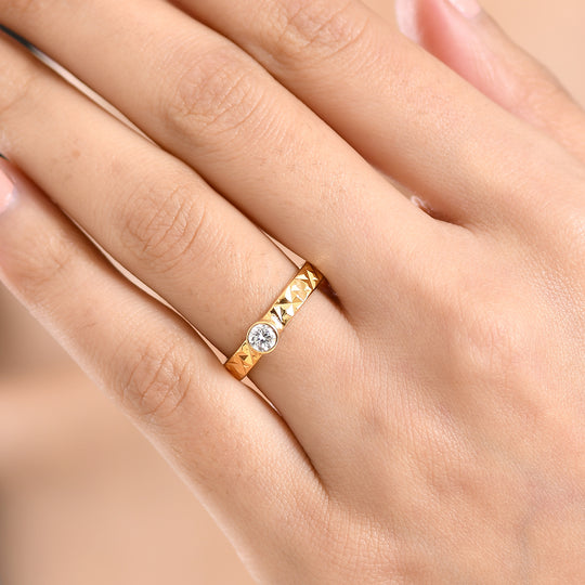 LUXURIANT SI-GH Labor Diamant Solitär Ring, 925 Silber 750 Gelbgold Vermeil - 0,25 ct.