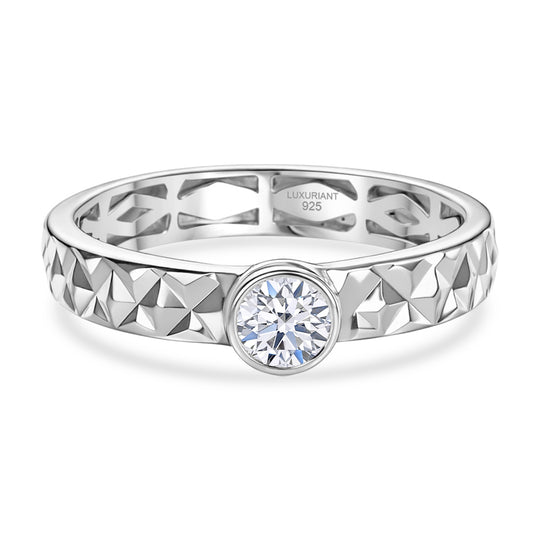 LUXURIANT SI-GH Labor Diamant Solitär Ring, 925 Silber 750 Gelbgold Vermeil - 0,25 ct.