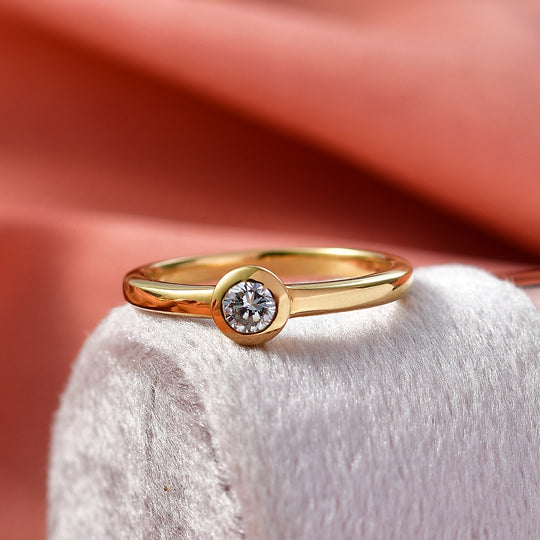 LUXURIANT DIAMOND - Lab Grown Diamant VS-EF Ring 925 Silber 750 Gelbgold Vermeil (Größe 23.00) ca. 0,25 ct