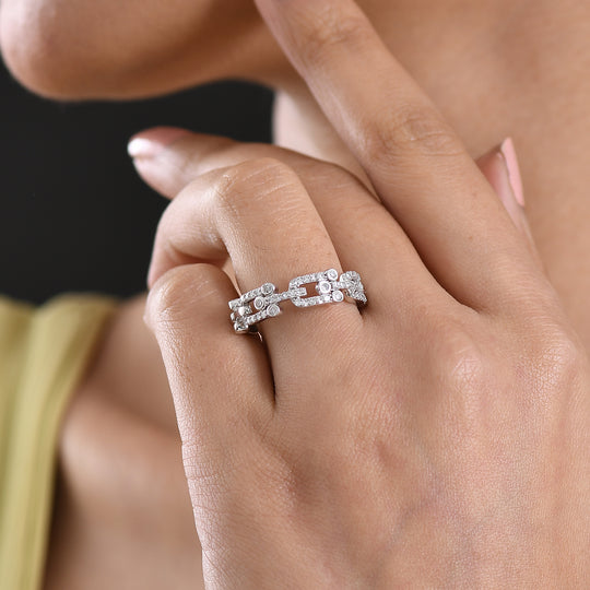 LUXURIANT SGL zertifizierter SI-GH Labor Diamant Ring, 925 Silber rhodiniert - 0,55 ct.