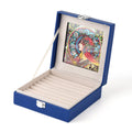 LIVMORE Ringbox mit handbemaltem Glasfenster im Art-Deco-Design, 16x16x6cm, Dunkelblau