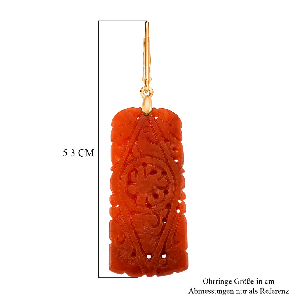 D'Joy Burmesischer Rote Jadeit Jade Ohrringe 925 Silber vergoldet ca. 30.00 ct