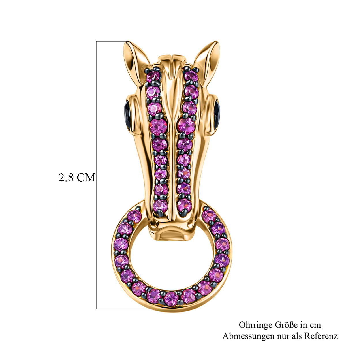 GP - Schwarzer Spinell, Natürlicher Rhodolith Granat Ohrringe 925 Silber 750 Gelbgold Vermeil ca. 1,39 ct.