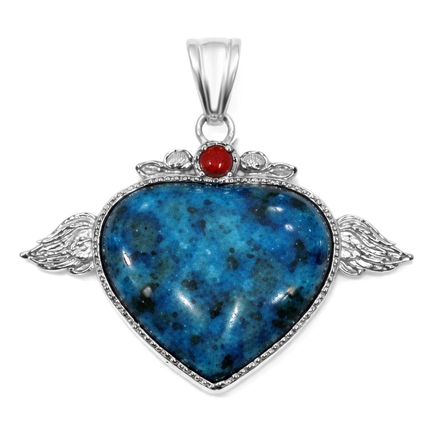 Blauer Quarz, Roter Achat Anhänger ca. 35.00 ct