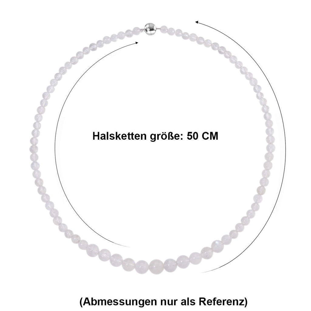 D'Joy AAA Regenbogen Mondstein Halskette ca. 50 cm 925 Silber rhodiniert ca. 140,00 ct.