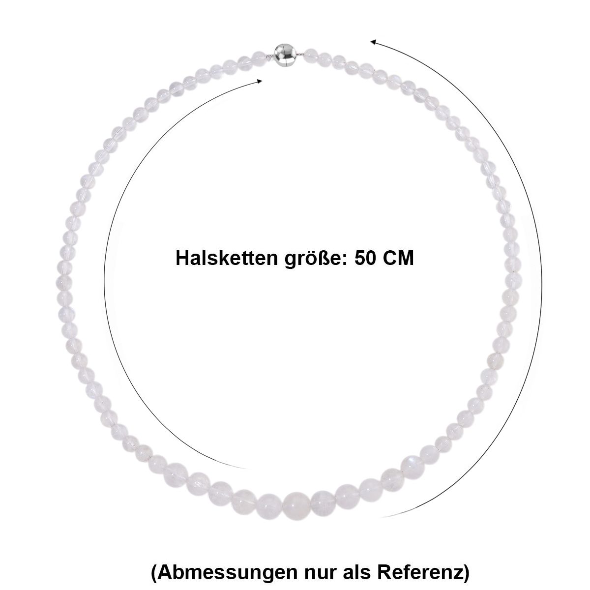 D'Joy AAA Regenbogen Mondstein Halskette ca. 50 cm 925 Silber rhodiniert ca. 140,00 ct.