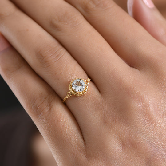 EVER TRUE Weißer Topas Ring Nickelfreies Messing, flexibles von (Größe 17.00) bis (Größe 21.00) ca. 0.97 ct