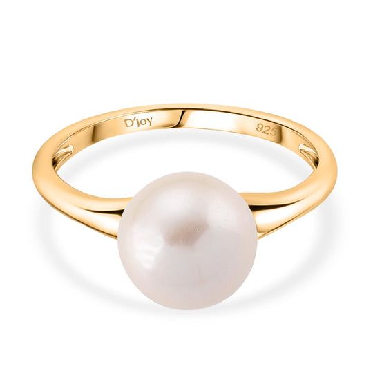D'Joy Weiße Edison Perle (12-13 mm) Ring 925 Silber vergoldet (Größe 19.00)
