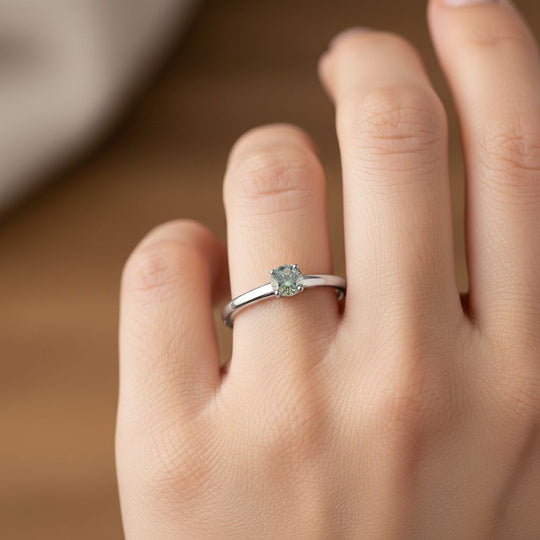 D'Joy Blauer Moissanit Ring 925 Silber vergoldet (Größe 21.00) ca. 0,30 ct