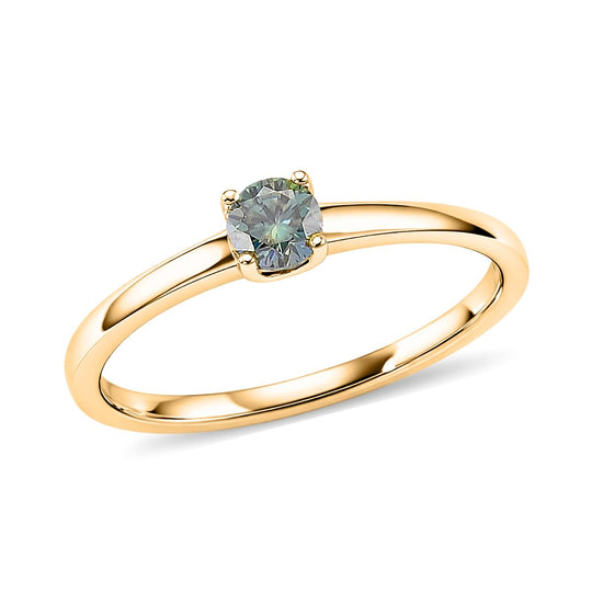 D'Joy Blauer Moissanit Ring 925 Silber vergoldet (Größe 21.00) ca. 0,30 ct