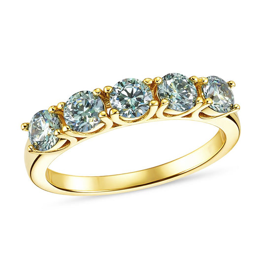 D'Joy Blauer Moissanit Ring 925 Silber vergoldet (Größe 19.00) ca. 1,50 ct