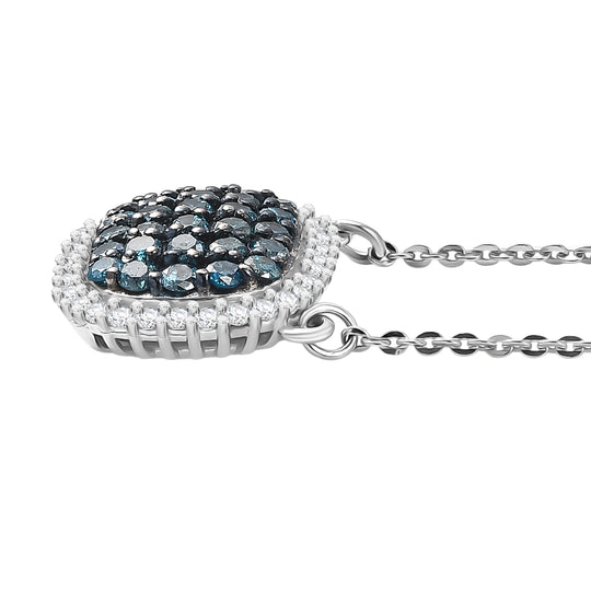 D'Joy Blauer Diamant Halskette ca. 50 cm 925 Silber rhodiniert