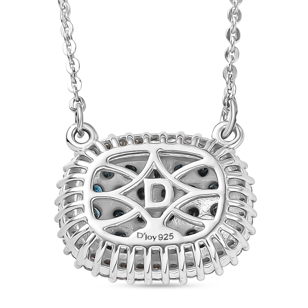 D'Joy Blauer Diamant Halskette ca. 50 cm 925 Silber rhodiniert