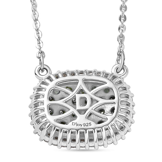 D'Joy Grüner Diamant Halskette ca. 50 cm 925 Silber rhodiniert